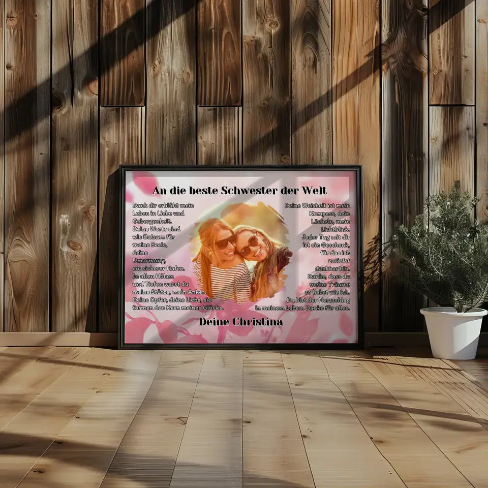 Foto Poster Schwester Vintage Foto Stil Personalisiert