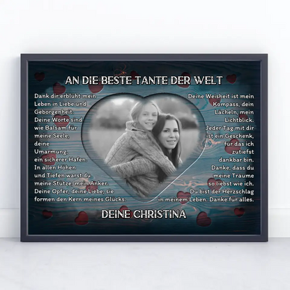 Poster personalisiert Tante Holz Stil Herzen Vintage