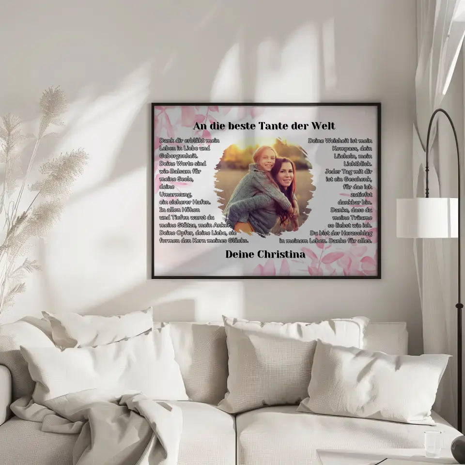 Personalisiertess Poster Geschenk Du bist die Tante mit Foto