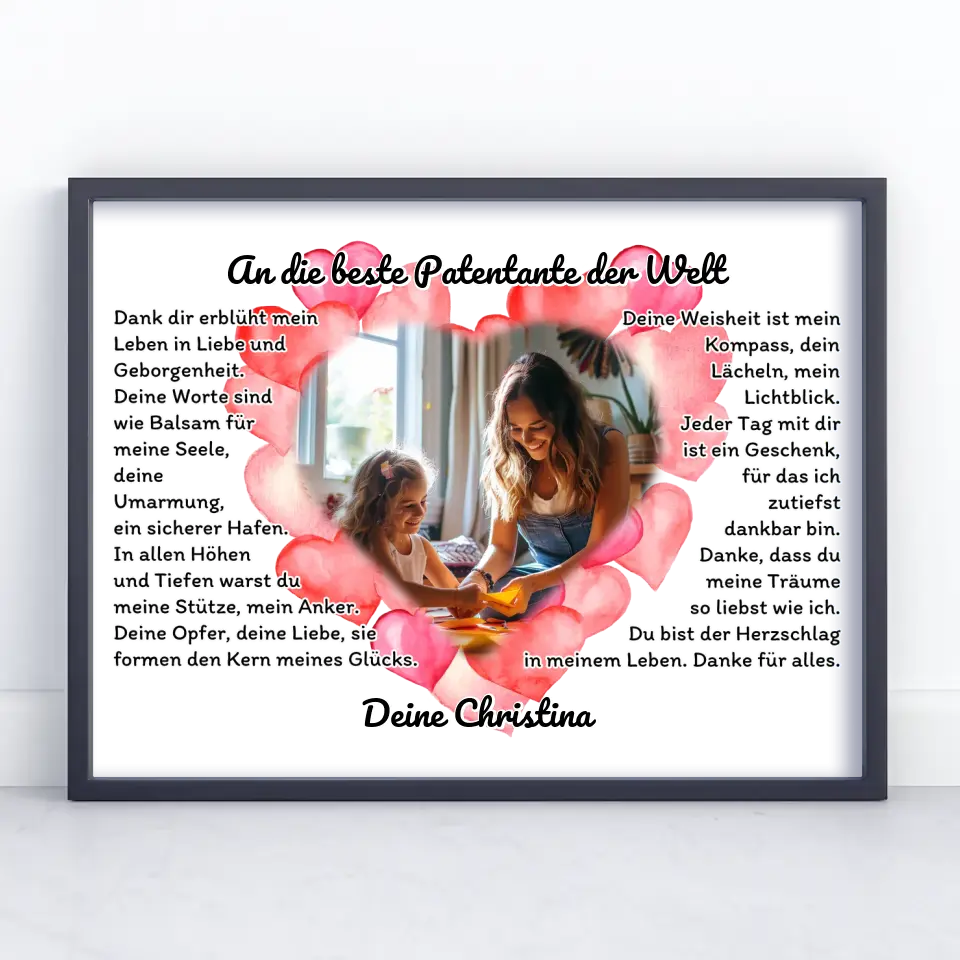 Herz Foto Poster An die beste Patentante der Welt Individuell