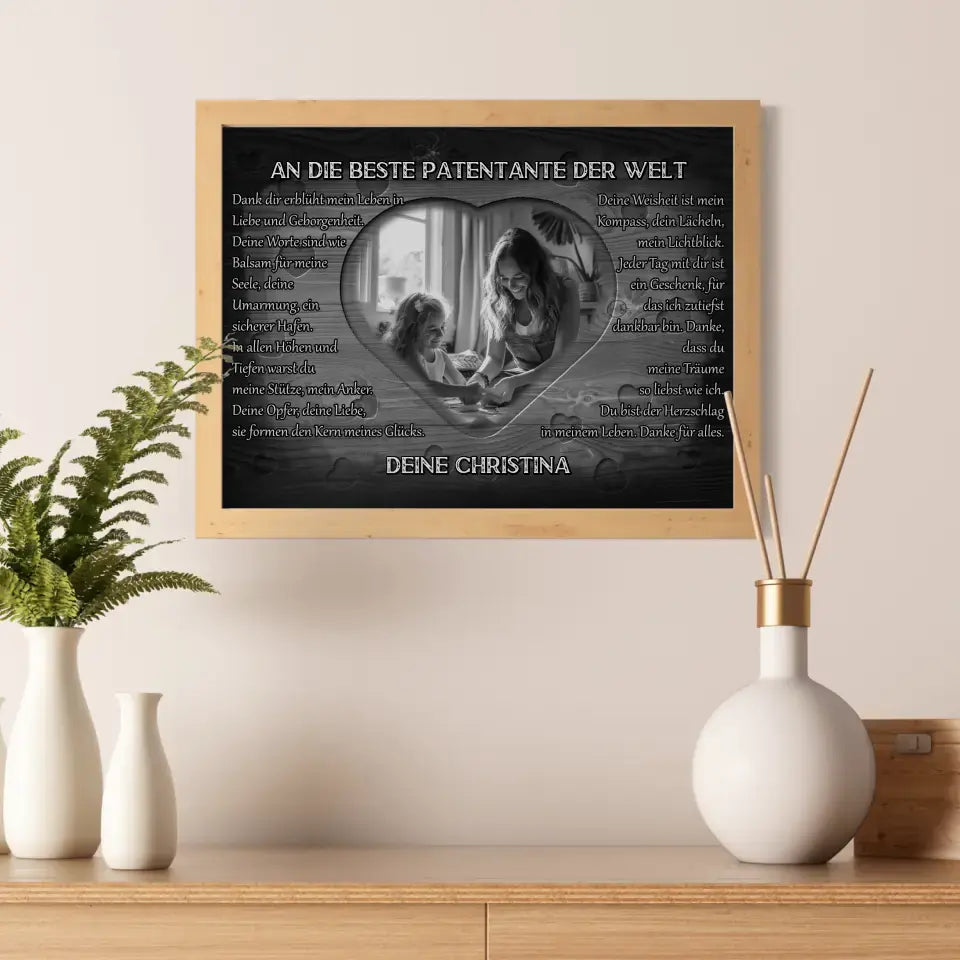 Patentante Poster personalisiert Danke für alles mit Herz Foto
