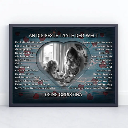 Poster personalisiert Patentante Holz Stil Herzen Vintage