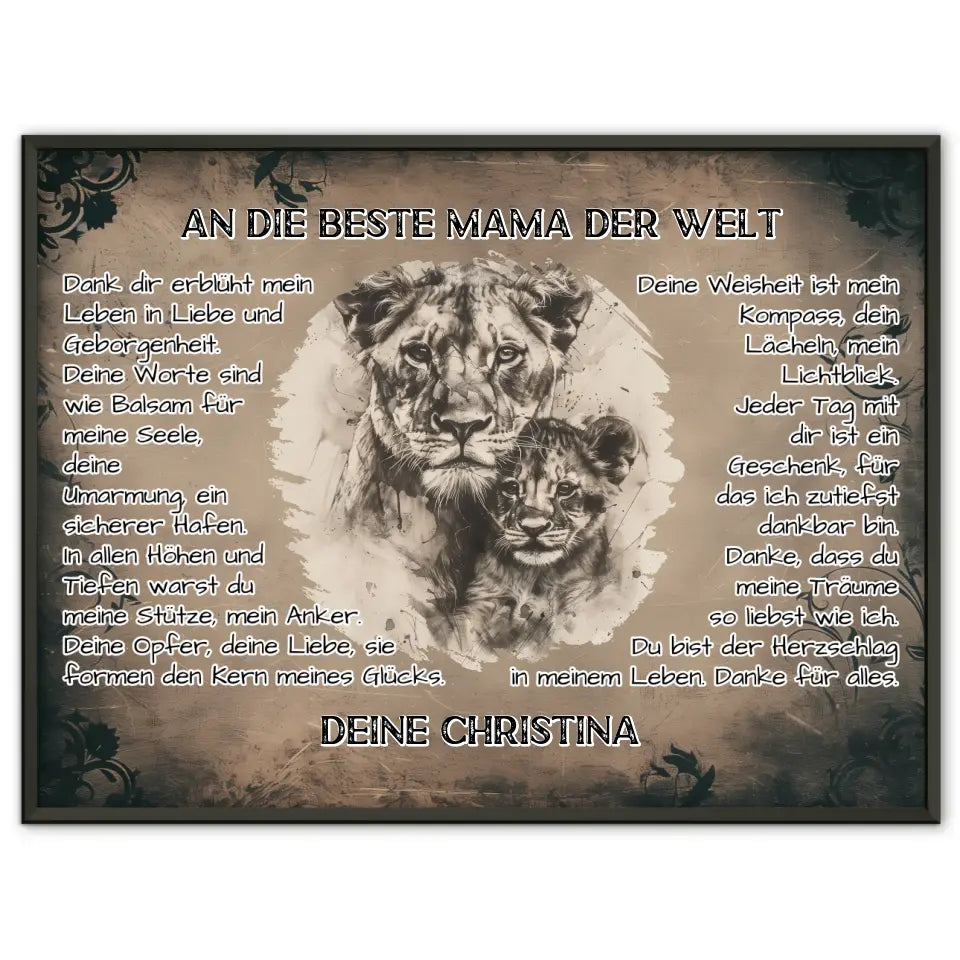 Löwen Poster für Mama Danke für alles mit Namen