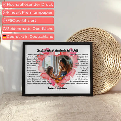 Herz Foto Poster An die beste Patentante der Welt Individuell