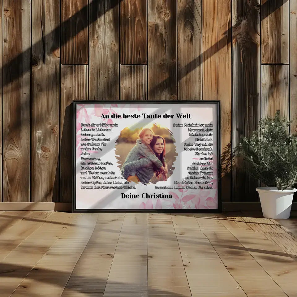 Personalisiertess Poster Geschenk Du bist die Tante mit Foto
