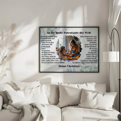 Personalisiertess Poster Geschenk Du bist die Patentante mit Foto