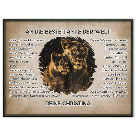 Personalisiertes Poster Tante Danke für alles mit Löwen Bild 1
