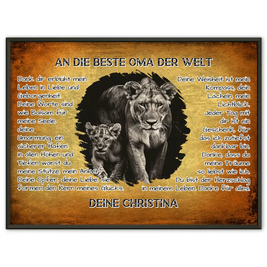 Poster mit Löwen für Oma Danke für alles mit Löwen Bild