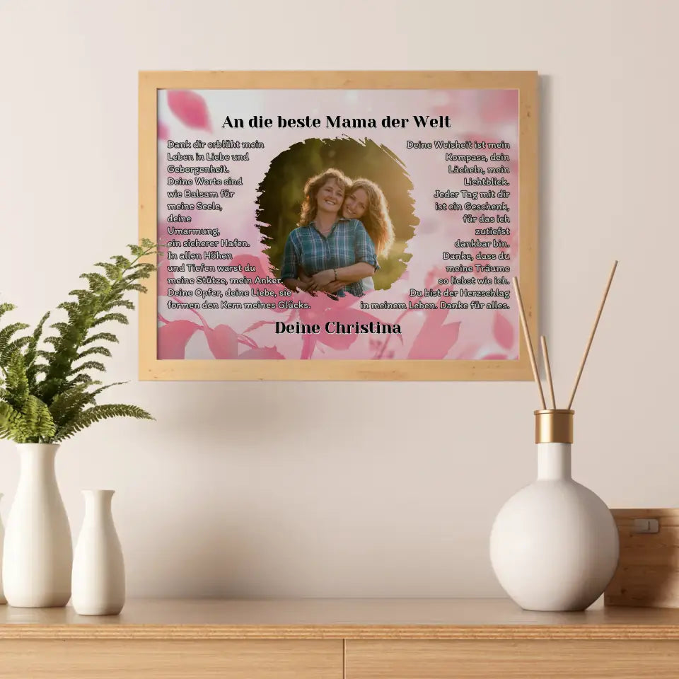 Personalisiertess Poster Geschenk Du bist die Mama mit Foto