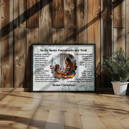 Personalisiertess Poster Geschenk Du bist die Patentante mit Foto