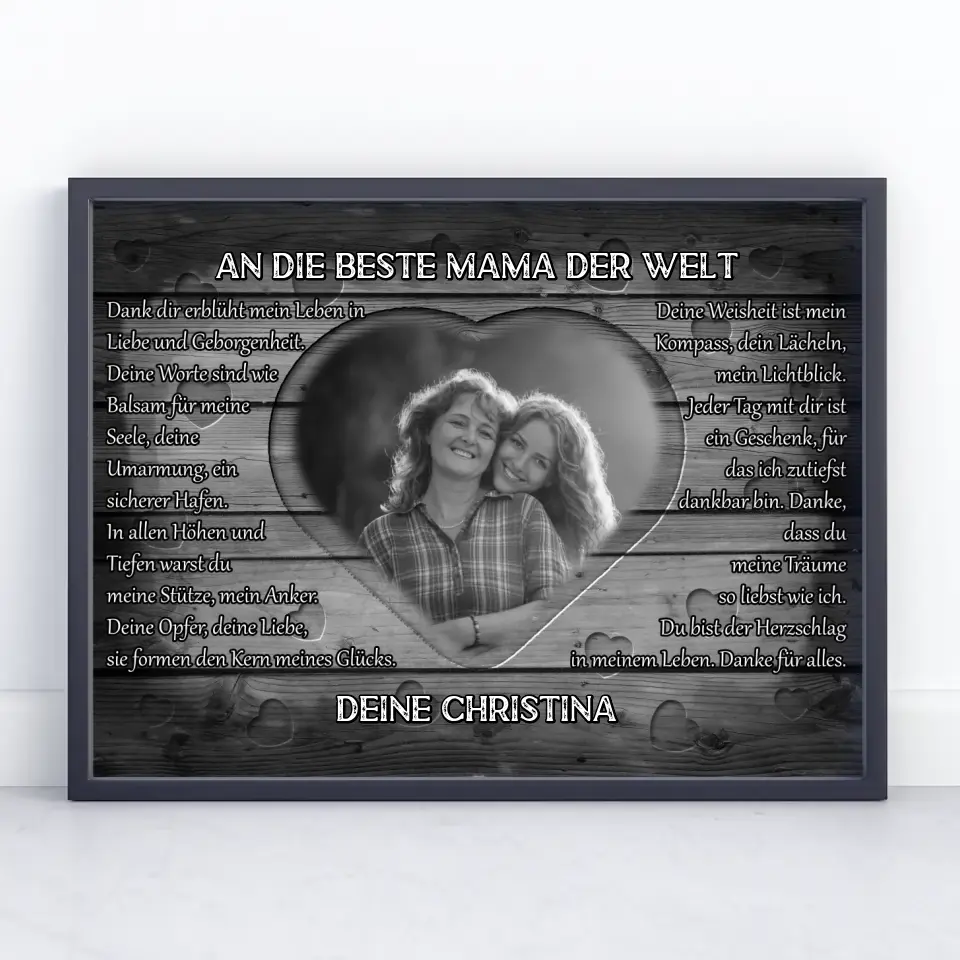 Mama Poster personalisiert Schwarz Weiß Danke