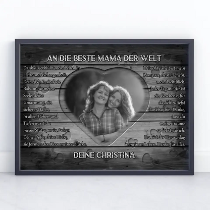 Mama Poster personalisiert Schwarz Weiß Danke