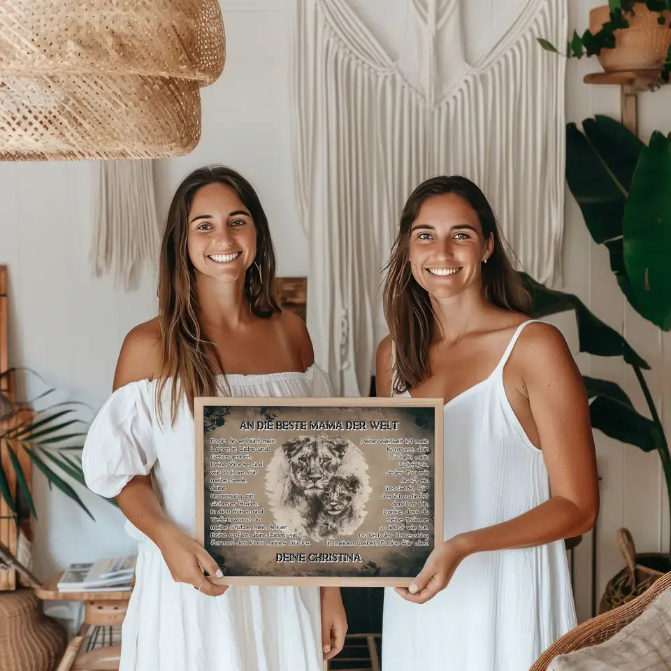 Löwen Poster für Mama Danke für alles mit Namen