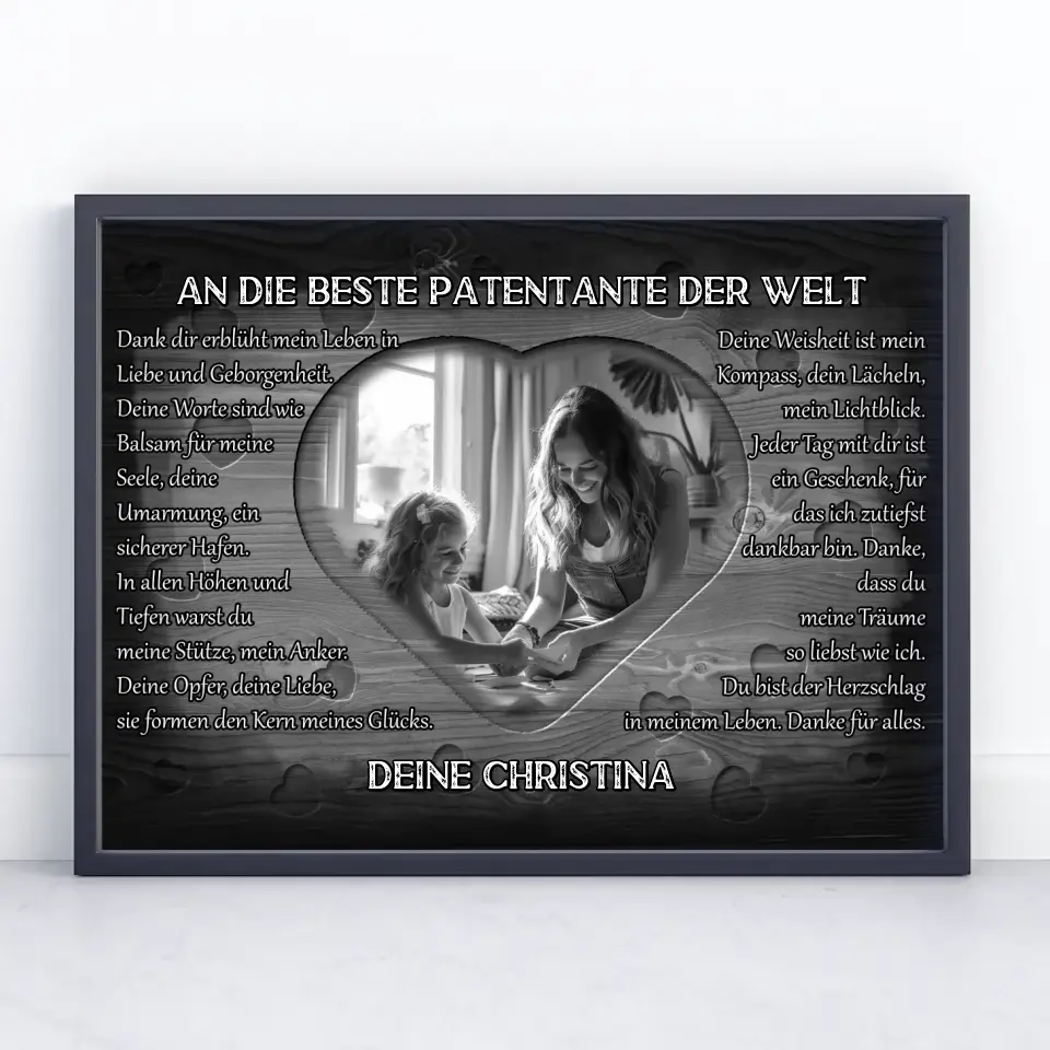 Patentante Poster personalisiert Danke für alles mit Herz Foto