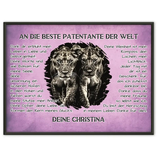 Poster mit Löwen für Patentante DANKE mit Löwen Bild 1