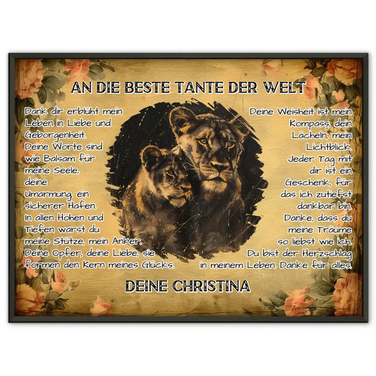 Poster mit Löwen für Tante Danke für alles mit Löwen Bild 1