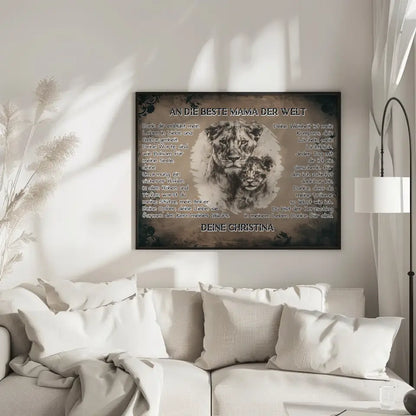 Löwen Poster für Mama Danke für alles mit Namen