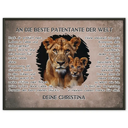 Poster mit Löwen für Patentante Danke für alles mit Löwen Bild