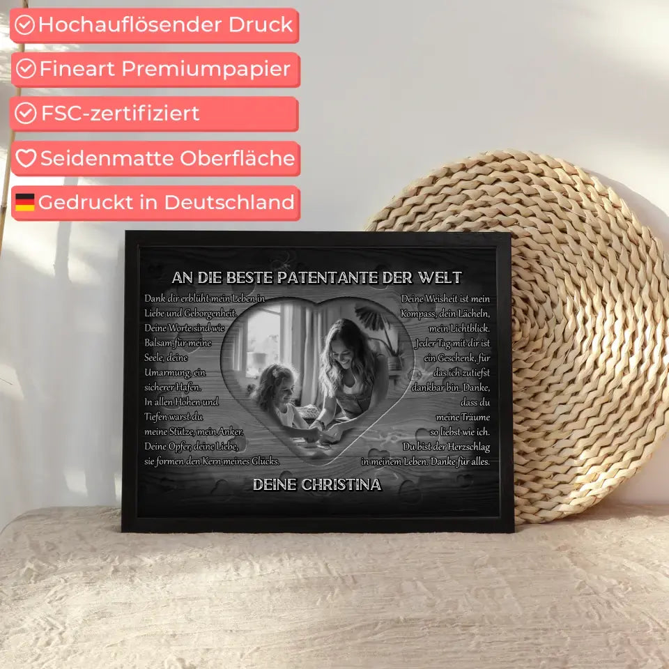 Patentante Poster personalisiert Danke für alles mit Herz Foto