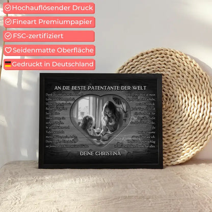 Patentante Poster personalisiert Danke für alles mit Herz Foto