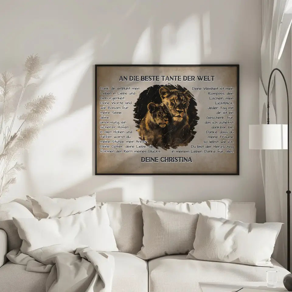 Personalisiertes Poster Tante Danke für alles mit Löwen Bild 3