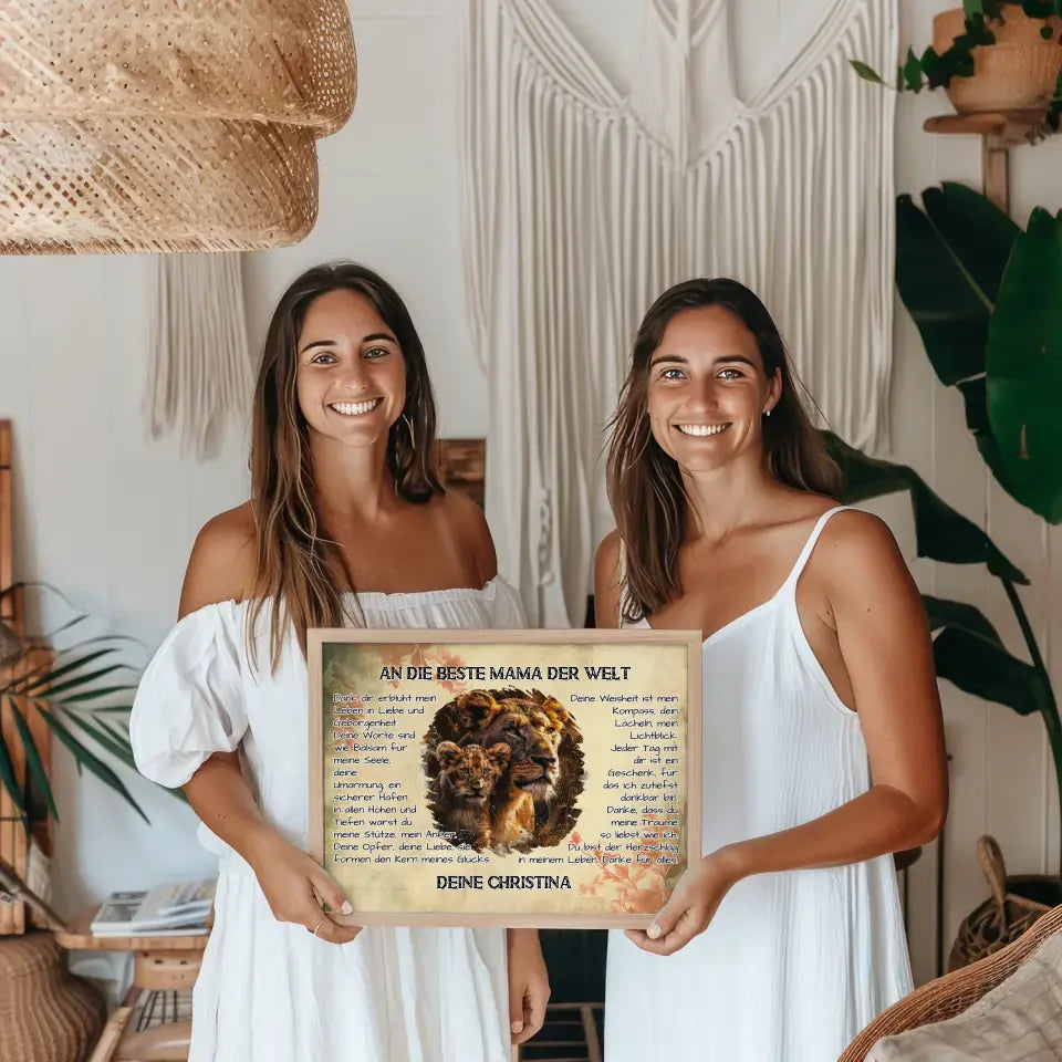 Personalisiertes Poster Danke für alles Mama mit Löwen Bild
