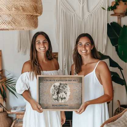 Personalisiertess Poster Danke für alles Schwester mit Löwen Bild