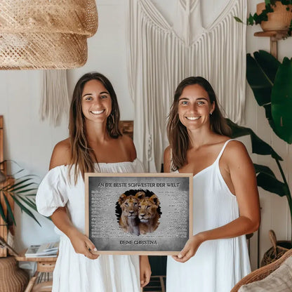 Löwen Poster für Schwester Danke mit Löwen Bild