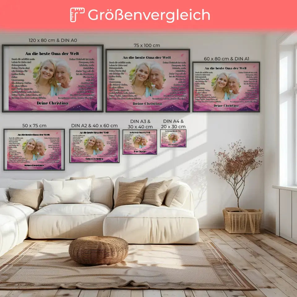 Personalisiertess Poster Geschenk Du bist die Oma mit Foto