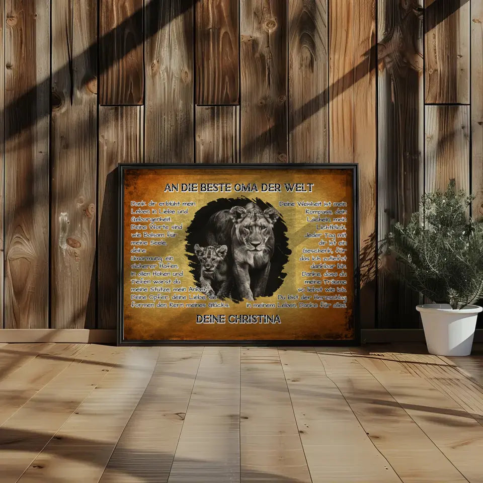 Poster mit Löwen für Oma Danke für alles mit Löwen Bild