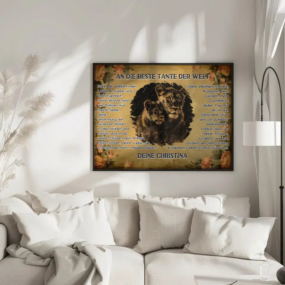 Poster mit Löwen für Tante Danke für alles mit Löwen Bild