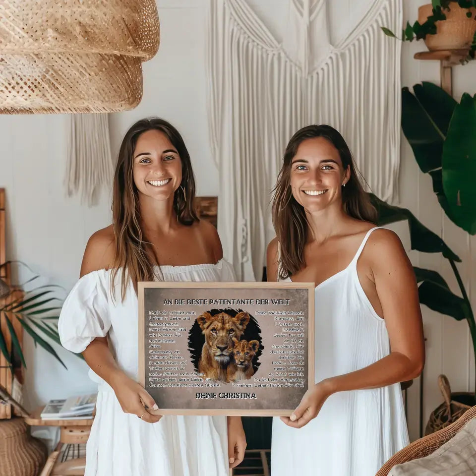 Poster mit Löwen für Patentante Danke für alles mit Löwen Bild