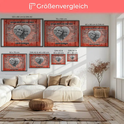 Poster personalisiert Oma Holz Stil Herzen Rotes Holz Stil