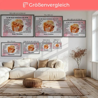 Personalisiertess Poster Geschenk Du bist die Schwester mit Foto