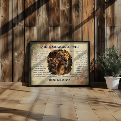 Personalisiertes Poster Danke für alles Mama mit Löwen Bild
