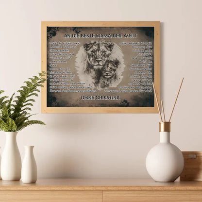 Löwen Poster für Mama Danke für alles mit Namen