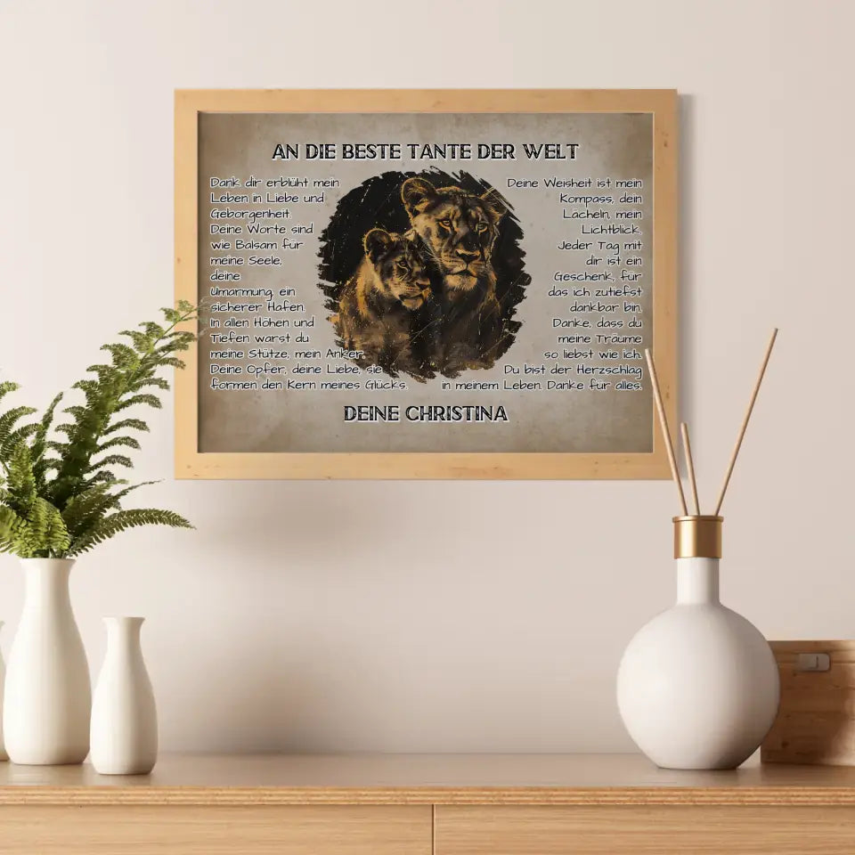 Personalisiertes Poster Tante Danke für alles mit Löwen Bild 5