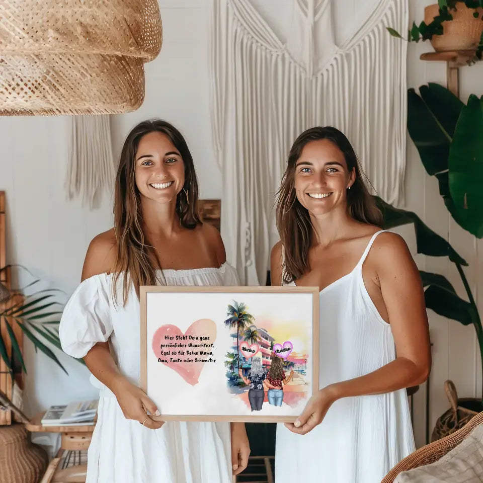 Wunschtext Poster Tante mit personalisierten Figuren