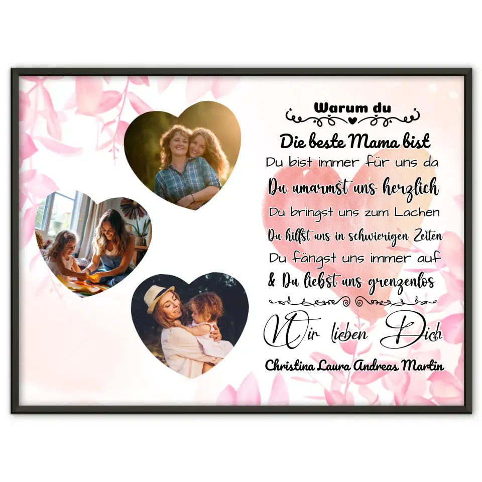 Poster mit 3 Fotos Mama Ich liebe Dich
