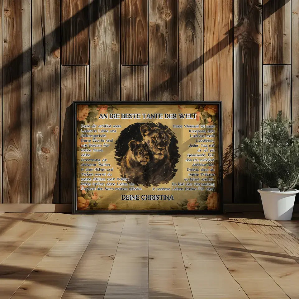 Poster mit Löwen für Tante Danke für alles mit Löwen Bild