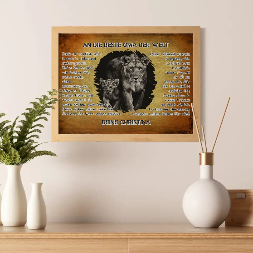 Poster mit Löwen für Oma Danke für alles mit Löwen Bild
