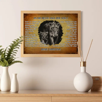 Poster mit Löwen für Oma Danke für alles mit Löwen Bild