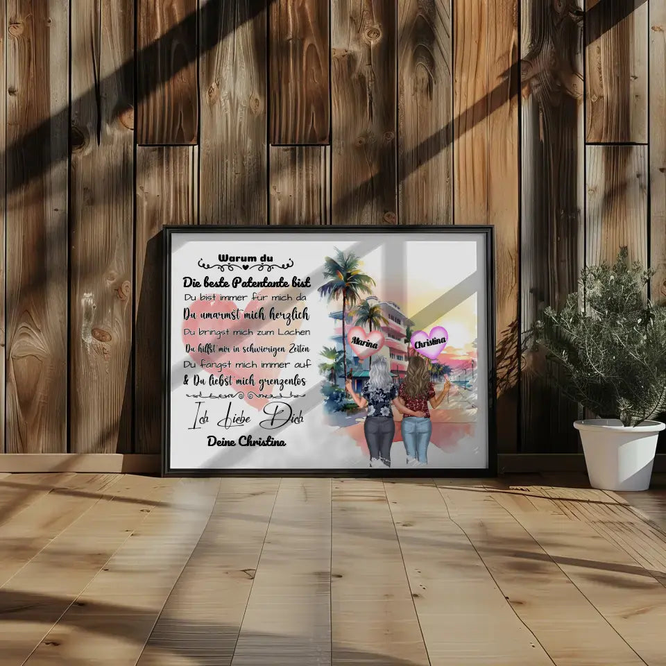 Personalisiertes Poster Patentante mit personalisierten Figuren