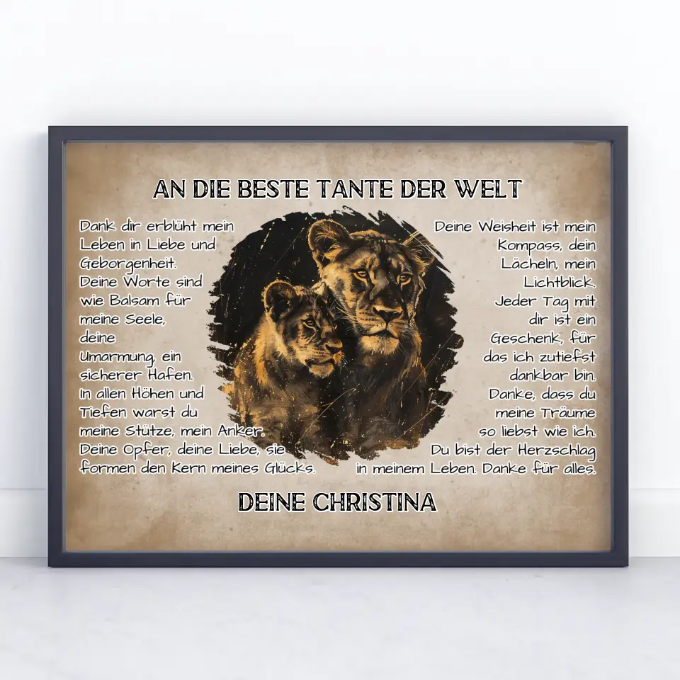 Personalisiertes Poster Tante Danke für alles mit Löwen Bild 6
