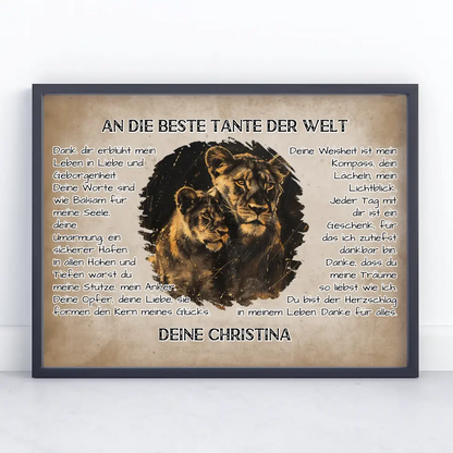 Personalisiertes Poster Tante Danke für alles mit Löwen Bild 6
