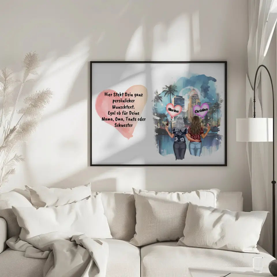 Poster mit Wunschtext Oma Ich liebe Dich mit anpassbaren Figuren