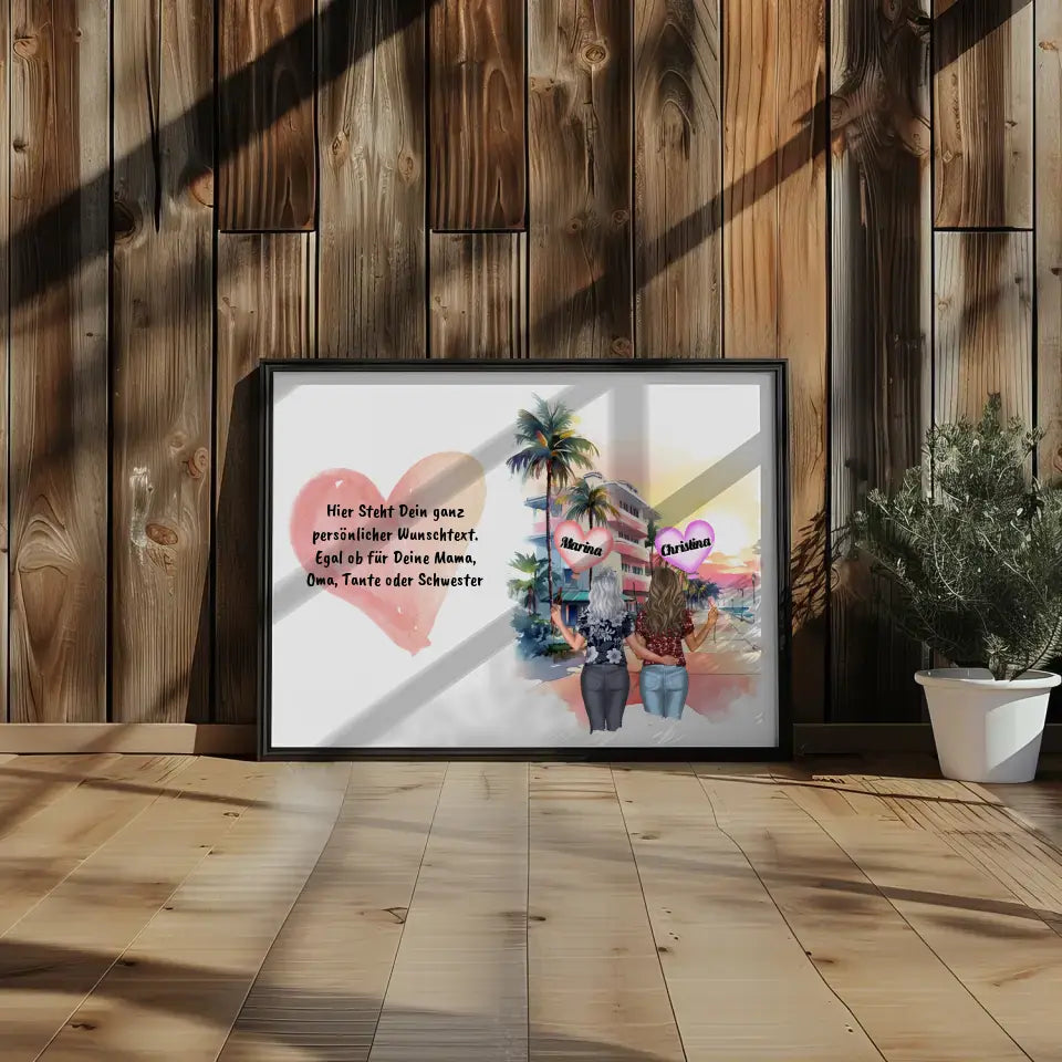 Wunschtext Poster Tante mit personalisierten Figuren