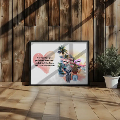 Wunschtext Poster Tante mit personalisierten Figuren