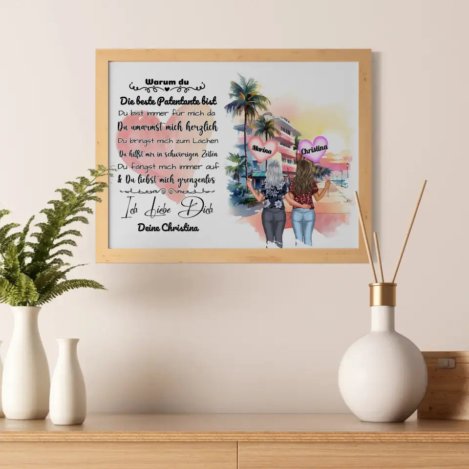 Personalisiertes Poster Patentante mit personalisierten Figuren