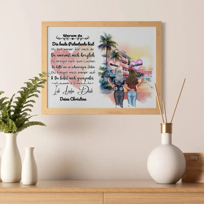 Personalisiertes Poster Patentante mit personalisierten Figuren